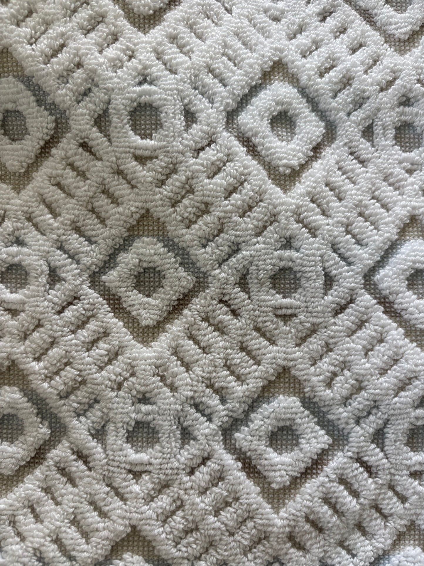 049 Geometric White with a Pop of Tan and Light Blue (M)