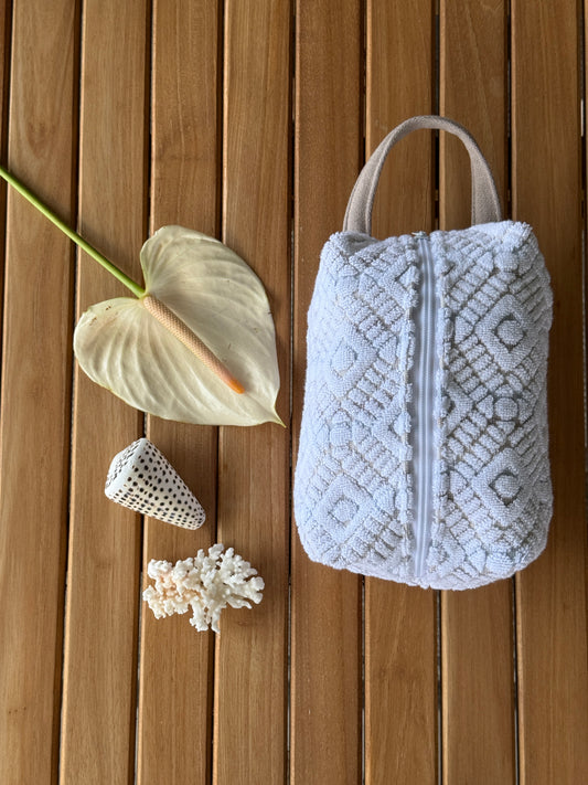 TB005 White Geometric Towel Bag