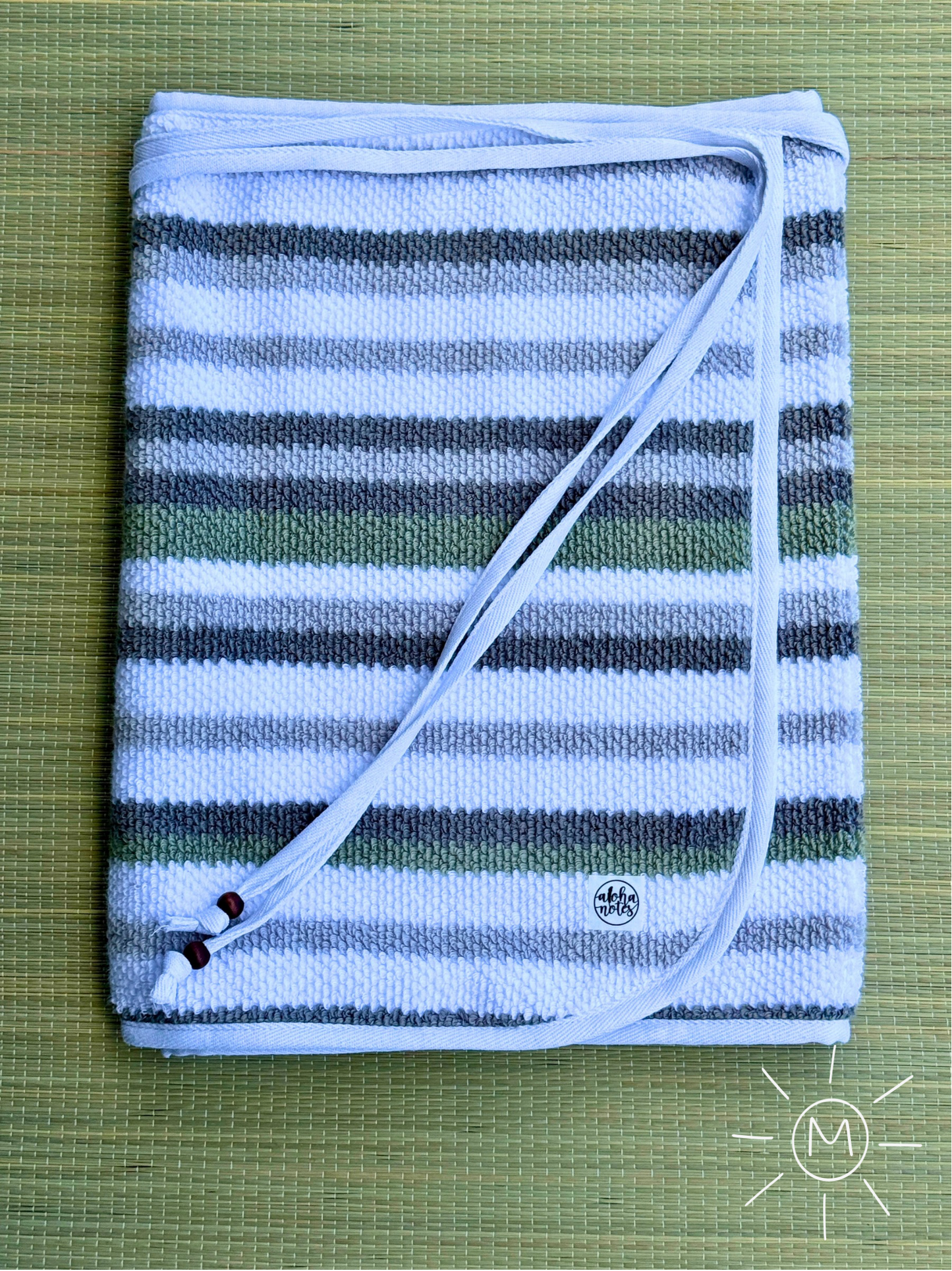 047 Grey, White and Sage Stripes (M)
